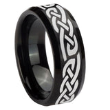 10mm-Celtic-Knot-Infinity-Love-Beveled-Edges-Brush-Black-Tungsten-Men's-Engagement-Ring