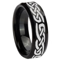 10mm Celtic Knot Infinity Love Beveled Edges Brush Black Tungsten Men's Engagement Ring