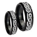 Celtic Knot Infinity Love Beveled Edges Brush Black Tungsten His And Hers Ring