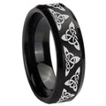10mm Celtic Knot Beveled Edges Brush Black Tungsten Men's Engagement Ring