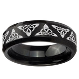 5, 8mm Celtic Knot Beveled Edge Brush Black Tungsten Mens Engagement Ring