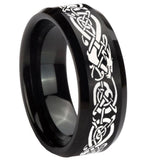 10mm-Celtic-Knot-Dragon-Beveled-Edges-Brush-Black-Tungsten-Wedding-Band-Ring