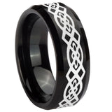 10mm-Celtic-Knot-Beveled-Edges-Brush-Black-Tungsten-Carbide-Wedding-Bands-Ring