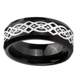 10mm-Celtic-Knot-Beveled-Edges-Brush-Black-Tungsten-Carbide-Wedding-Bands-Ring