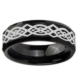 5, 8mm Celtic Knot Beveled Edge Brush Black Tungsten Ring