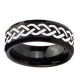 10mm-Laser-Celtic-Knot-Beveled-Edges-Brush-Black-Tungsten-Men's-Engagement-Ring