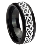 10mm-Celtic-Knot-Love-Beveled-Edges-Brush-Black-Tungsten-Men's-Engagement-Ring