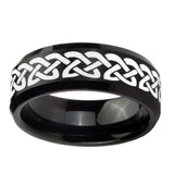 10mm-Celtic-Knot-Love-Beveled-Edges-Brush-Black-Tungsten-Men's-Engagement-Ring