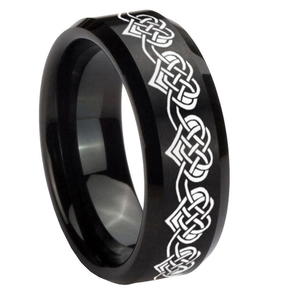10mm-Celtic-Knot-Heart-Beveled-Edges-Brush-Black-Tungsten-Men's-Engagement-Ring