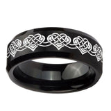 10mm-Celtic-Knot-Heart-Beveled-Edges-Brush-Black-Tungsten-Men's-Engagement-Ring