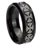 10mm-Medieval-Cross-Beveled-Edges-Brush-Black-Tungsten-Men's-Engagement-Ring
