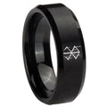 8MM Stigma Sangrando Berserk Inspired Beveled Brushed Black Tungsten Wedding Band