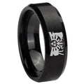 8MM Zelda Link Beveled Brushed Black Tungsten Wedding Band