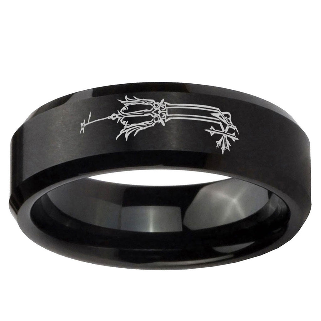 5MM Geekery Oathkeeper Kingdom Hearts Beveled Brushed Black Tungsten Wedding Band