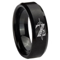 8MM Zelda Breath Of The Wild Beveled Brushed Black Tungsten Wedding Band