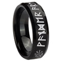 8MM Viking Beveled Brushed Black Tungsten Wedding Band