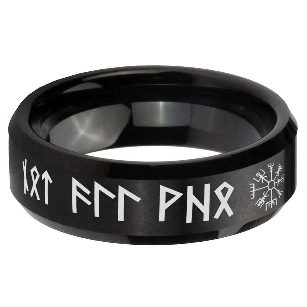 5MM Viking Beveled Brushed Black Tungsten Wedding Band