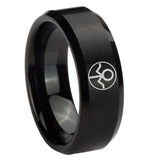 8mm Gray Lantern Beveled Edge Brushed Black Durable Wedding Bands For Her