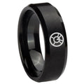 8MM Orange lantern Beveled Brushed Black Tungsten Wedding Band