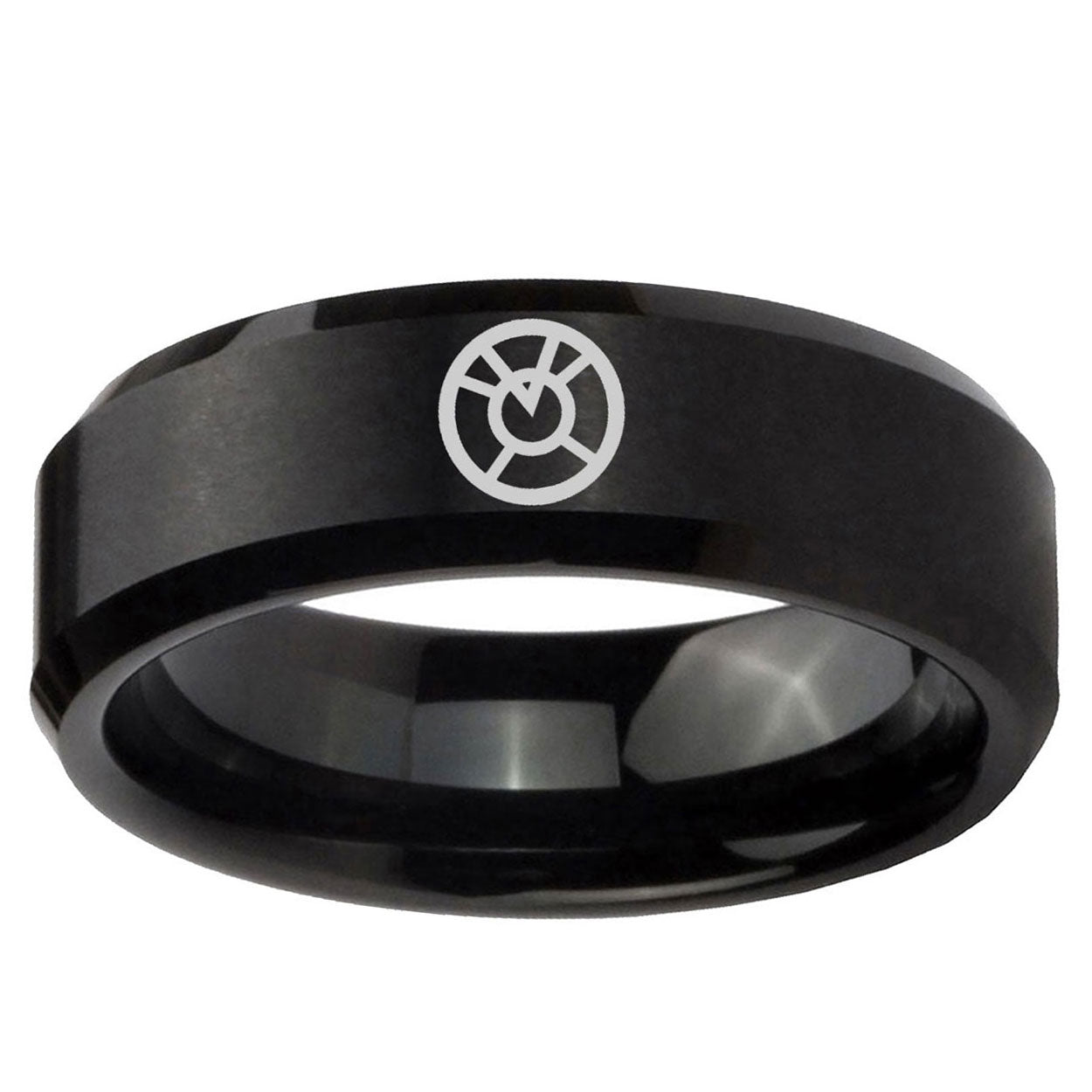 5MM Orange lantern Beveled Brushed Black Tungsten Wedding Band