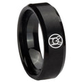 8MM Larfleeze Green Lantern Beveled Brushed Black Tungsten Wedding Band