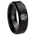 8MM Silver Lantern Beveled Brushed Black Tungsten Wedding Band