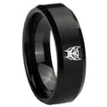 8MM Transformers Insignias Beveled Brushed Black Tungsten Wedding Band