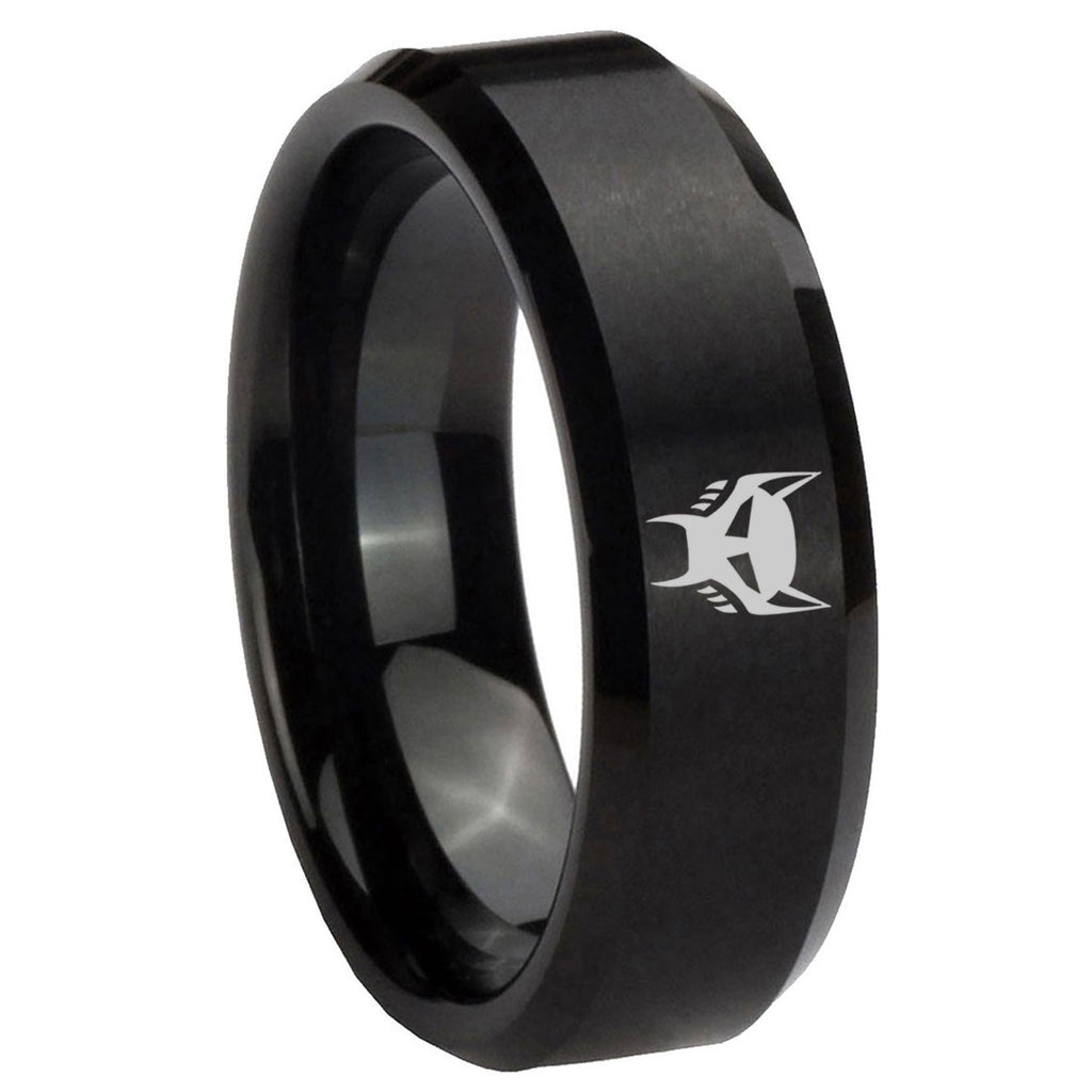 8MM Transformers Maximal Beveled Brushed Black Tungsten Wedding Band