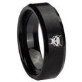 8MM Transformers Maximal Beveled Brushed Black Tungsten Wedding Band