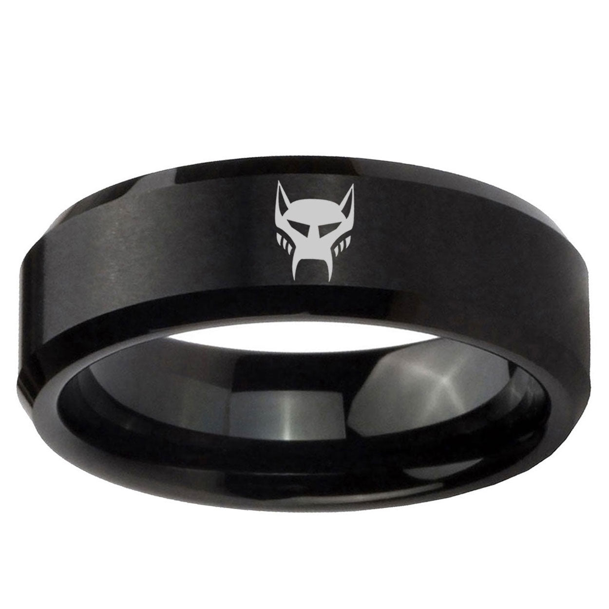 5MM Transformers Maximal Beveled Brushed Black Tungsten Wedding Band