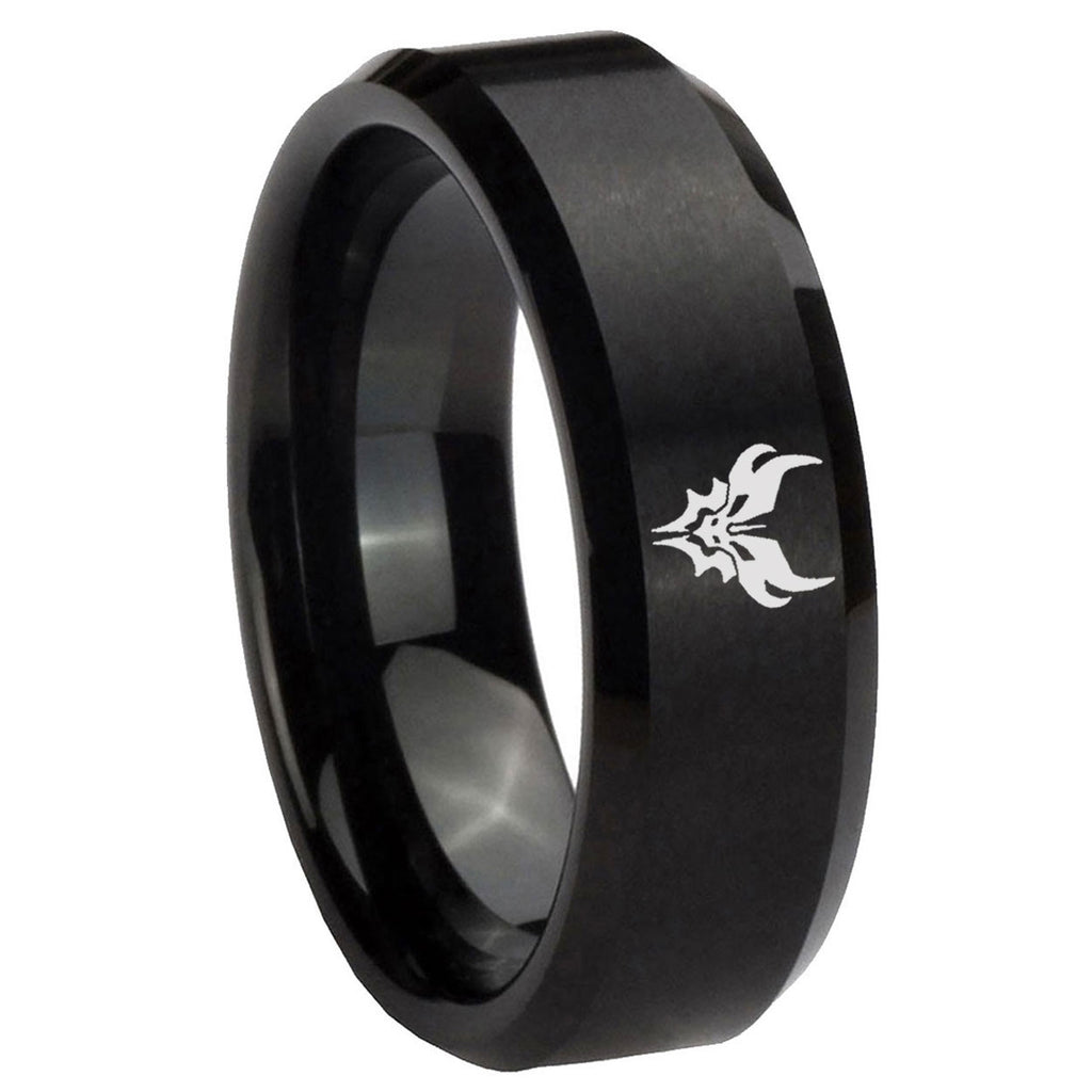 8MM Transformers Shatterback Beveled Brushed Black Tungsten Wedding Band