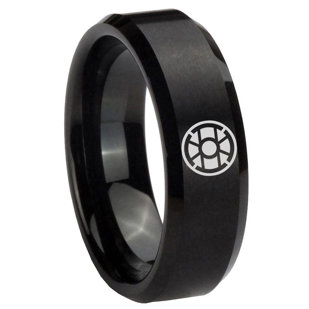 8MM Gold Lantern Beveled Brushed Black Tungsten Wedding Band