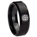 8MM Gold Lantern Beveled Brushed Black Tungsten Wedding Band