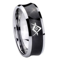 10mm Freemason Masonic Concave Black Tungsten Carbide Promise Ring