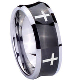10mm-Crosses-Concave-Black-Tungsten-Carbide-Wedding-Engraving-Ring