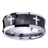 10mm-Crosses-Concave-Black-Tungsten-Carbide-Wedding-Engraving-Ring