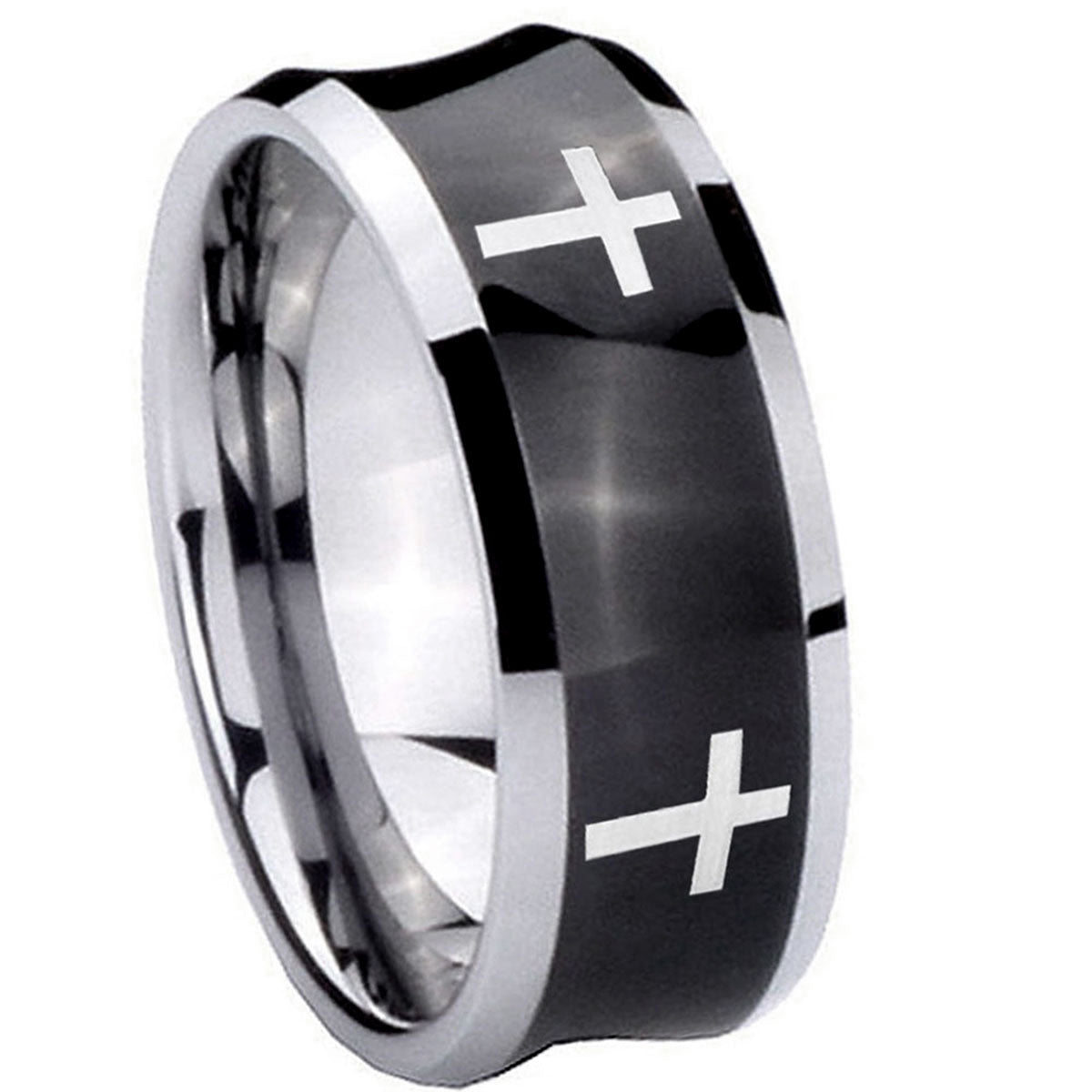 Etched Tribal Pattern Tungsten Carbide Bridal Set Rings