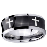10mm Crosses Concave BlackTungsten Ring