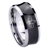 8mm-Fleur-De-Lis-Concave-Black-Tungsten-Carbide-Custom-Ring-for-Men