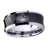 8mm-Fleur-De-Lis-Concave-Black-Tungsten-Carbide-Custom-Ring-for-Men