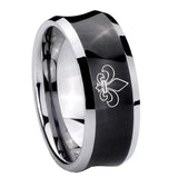 8mm Fleur Delis Concave Black Tungsten Carbide Custom Ring for Men