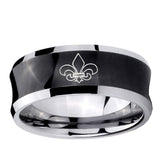 5, 8mm Fleur-De-Lis Concave Black Tungsten Carbide Custom Ring for Men