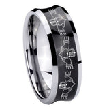 8mm Irish Claddagh Concave Black Tungsten Carbide Anniversary Ring