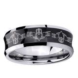 5, 8mm Irish Claddagh Concave Black Tungsten Ring