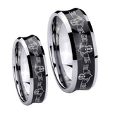 Bride and Groom Irish Claddagh Concave Black Tungsten Men's Promise Rings Set