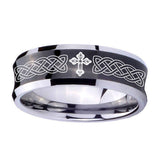 10mm-Celtic-Cross-Concave-Black-Tungsten-Carbide-Men's-Bands-Ring