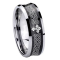 8MM Celtic Cross Concave Black Tungsten Custom Mens Ring