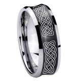 8mm Celtic Knot Concave Black Tungsten Carbide Custom Mens Ring