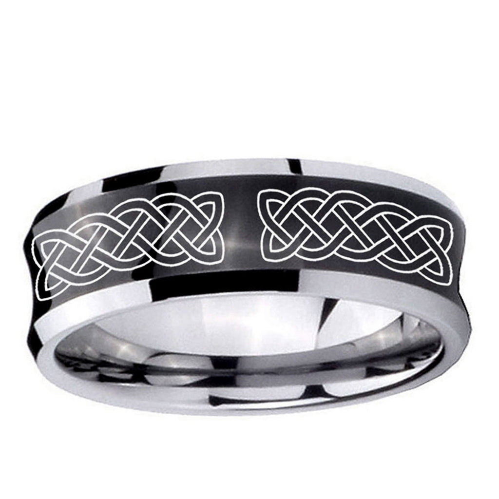 5MMCeltic Knot Concave Black Tungsten Carbide Custom Mens Ring
