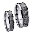 Celtic Knot Concave Black Tungsten Couples Ring Set